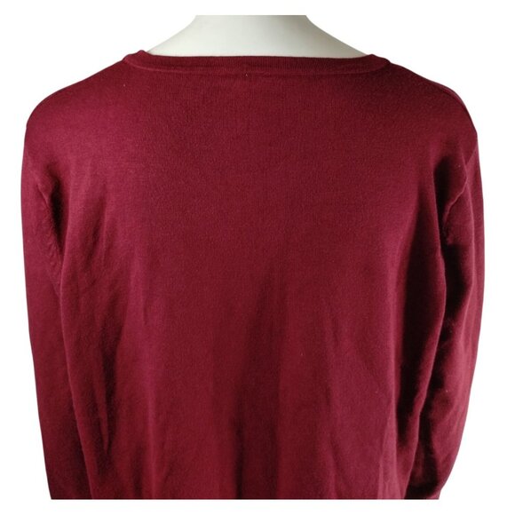 Zenana Misses 2X  Burgundy Crew Neck Button Sleeve Sweater - Picture 7 of 8